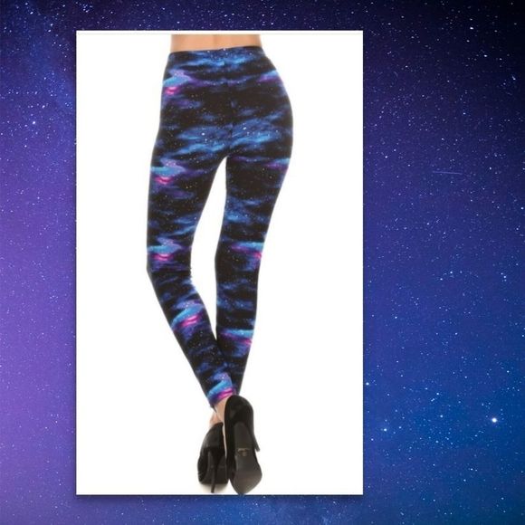 Galaxy Leggings Space Leggings Shooting Star Best Seller Super Soft New With Tag - Picture 3 of 12